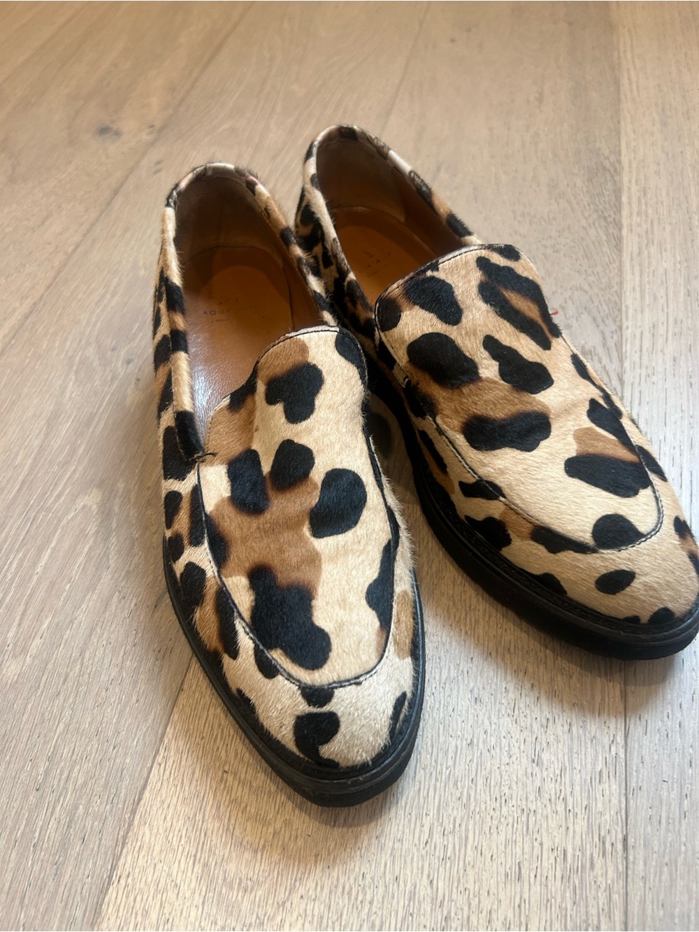 Source Unknown Leopard Print Wedge Loafers - Tan & Black